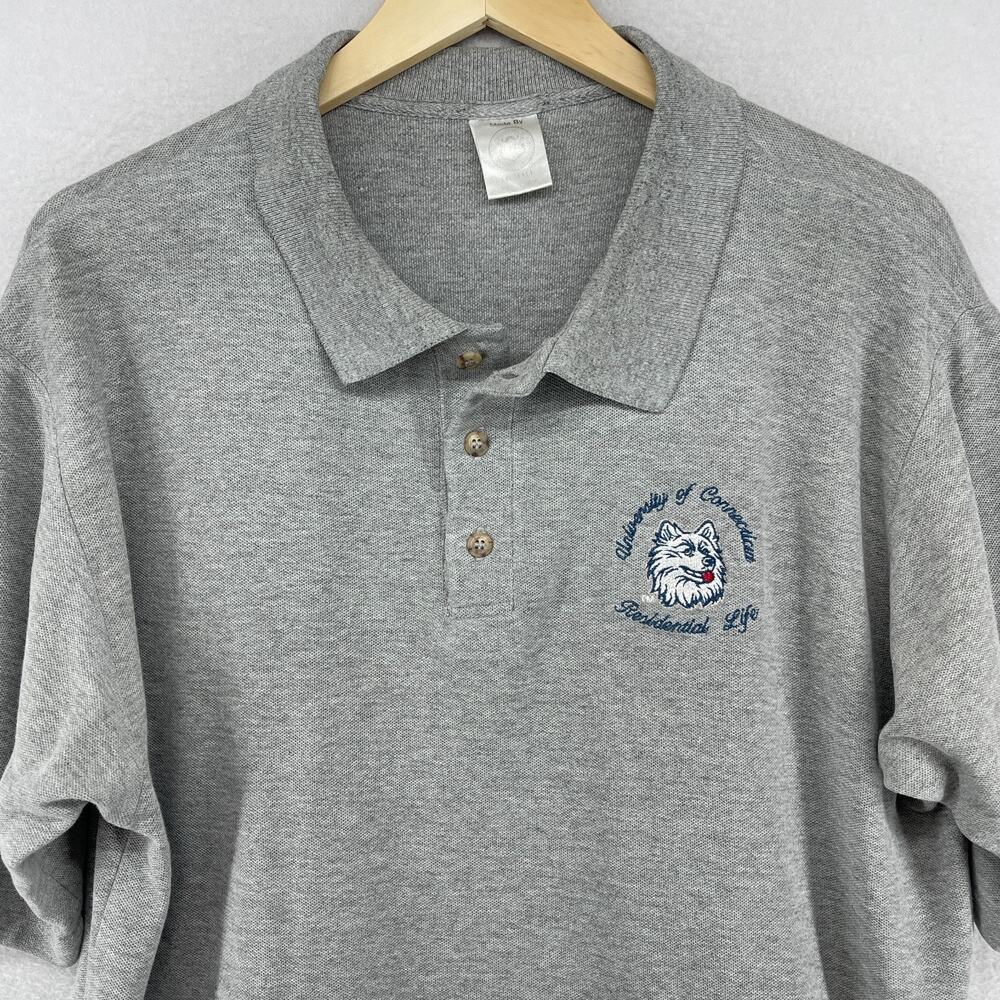 UCONN Shirt Mens L RESIDENTIAL LIFE Golf Polo Huskies University Starrs CT Gray